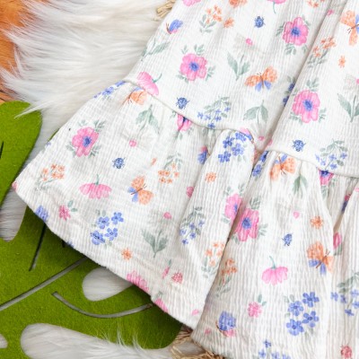 Vestido Midi Jardim Colorido - Off White